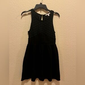 Boutique black wool textured mini dress